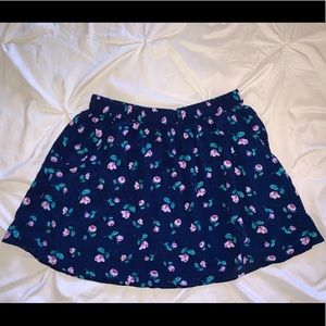 F21 Blue Floral Mini Skirt w/ Pockets